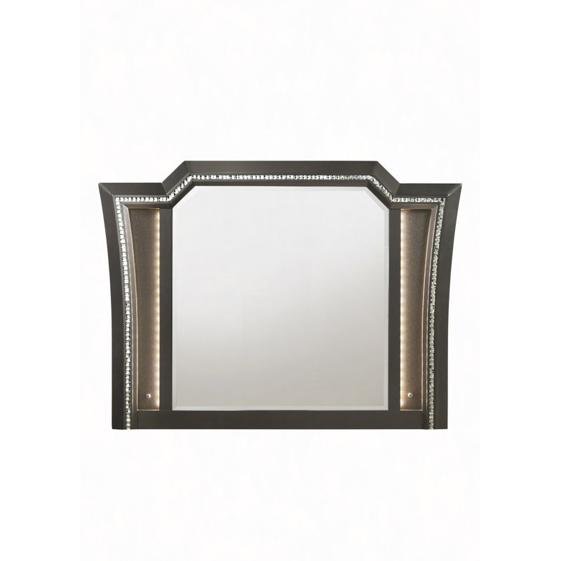 Miroir à finition métallique avec DEL, Gris argenté