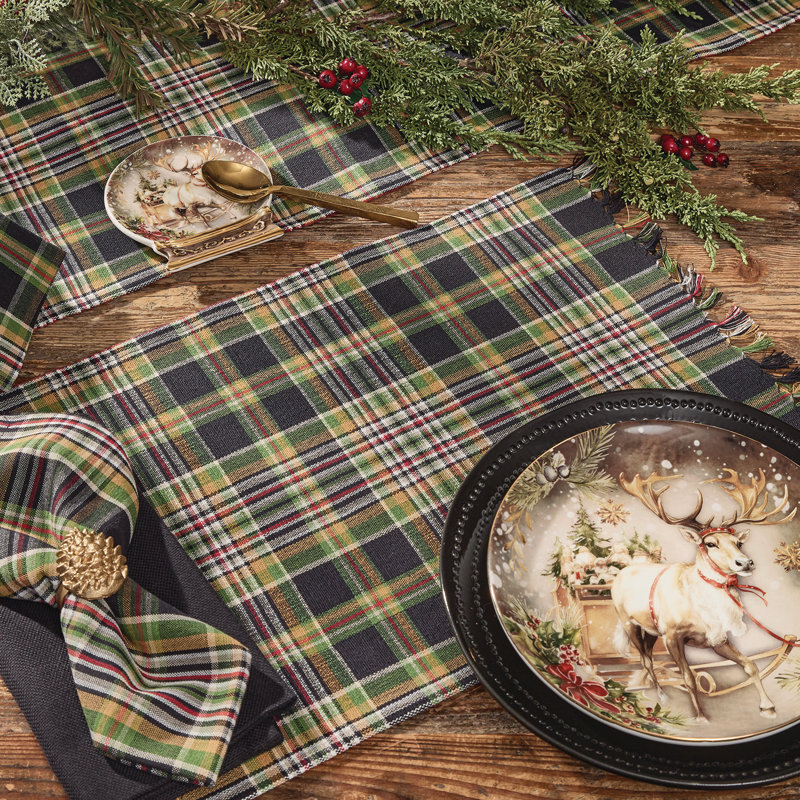  Chemin de table Winter's Night Tartan 13 po x 36 po, L 36 po x l 13 po