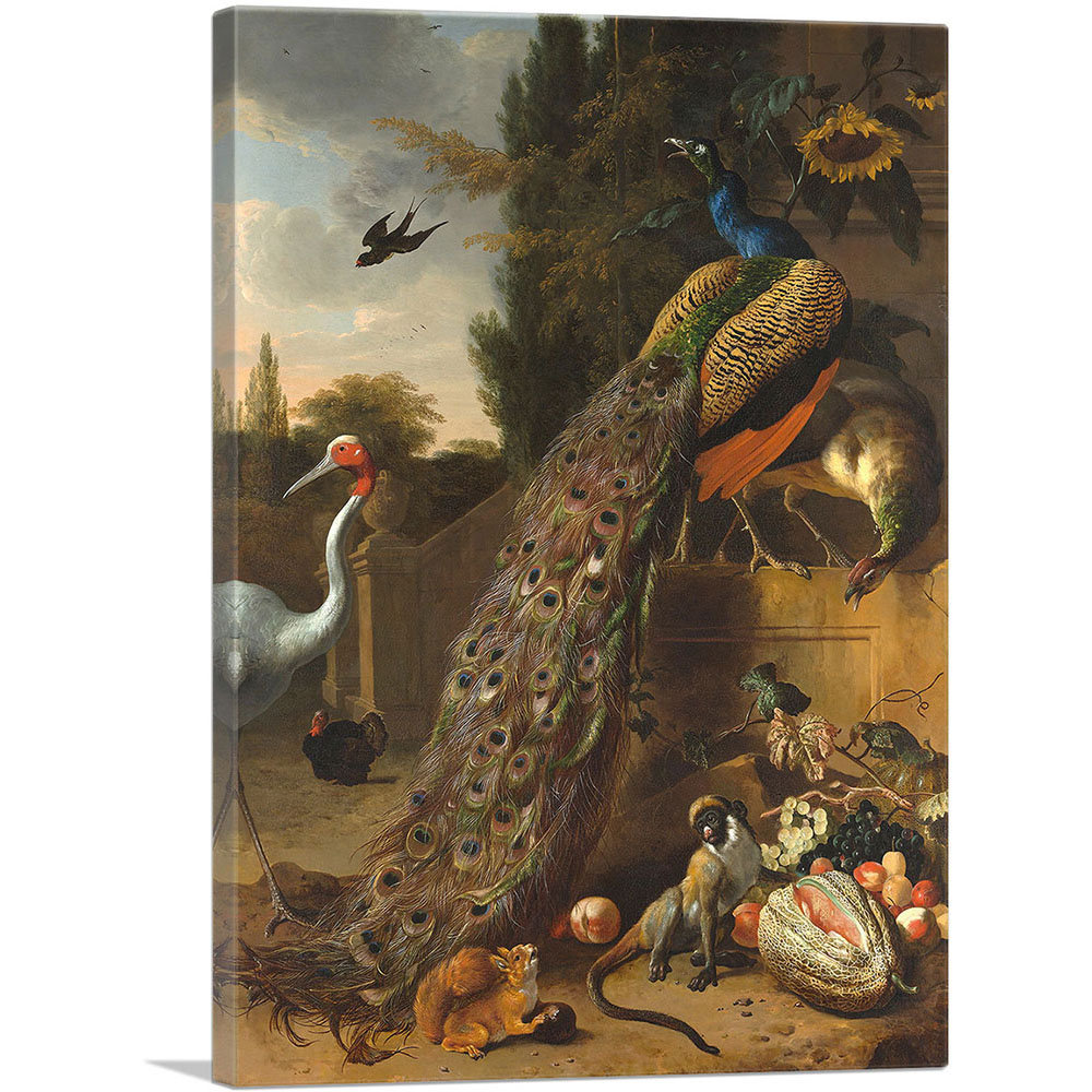 " Peacocks 1683 " by Melchior D-Hondecoeter Painting Print ARTCANVAS 