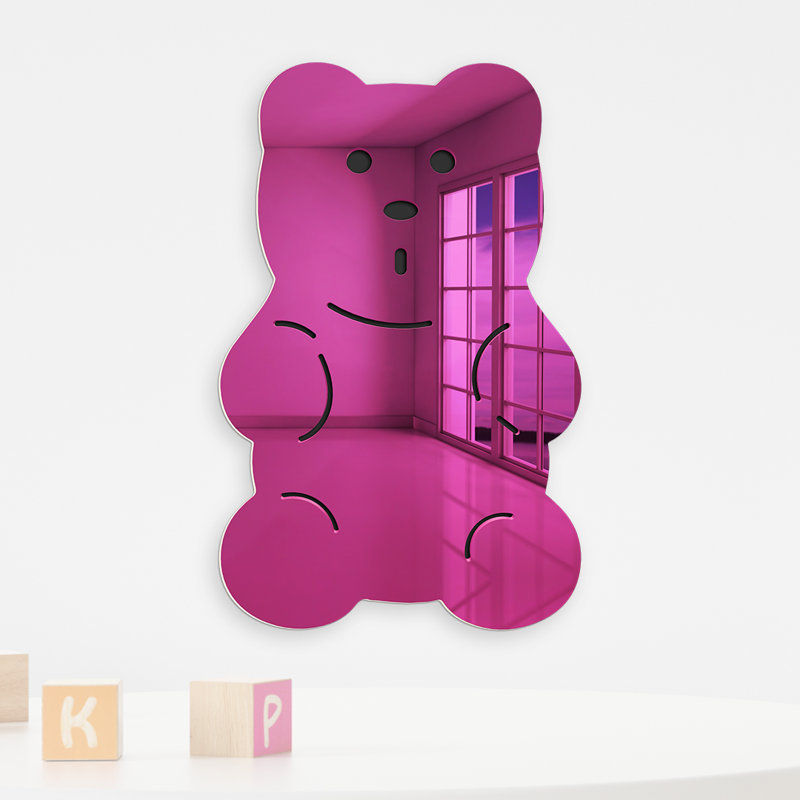 Gummy Bear Candy Mirror Wall Decor, 19" H x 12" W x 1" D, Pink