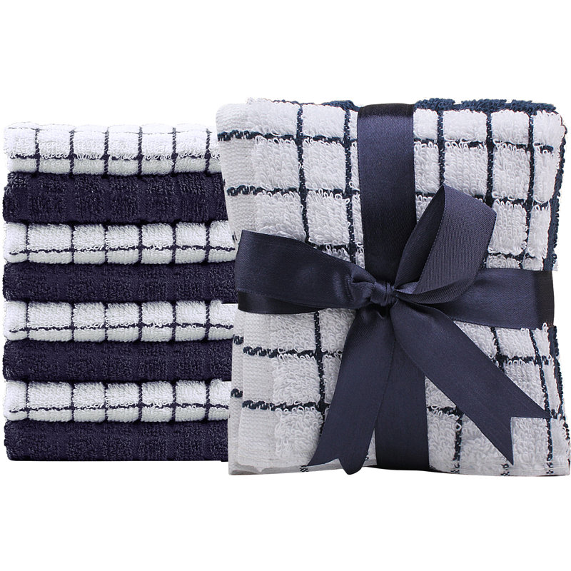 100% Cotton Washcloth, Blue/White