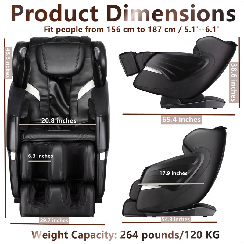 Fauteuil inclinable de massage pour fauteuil de massage avec fauteuil roulant, massage à coussin d'air, zéro gravité, haut-parleur Bluetooth