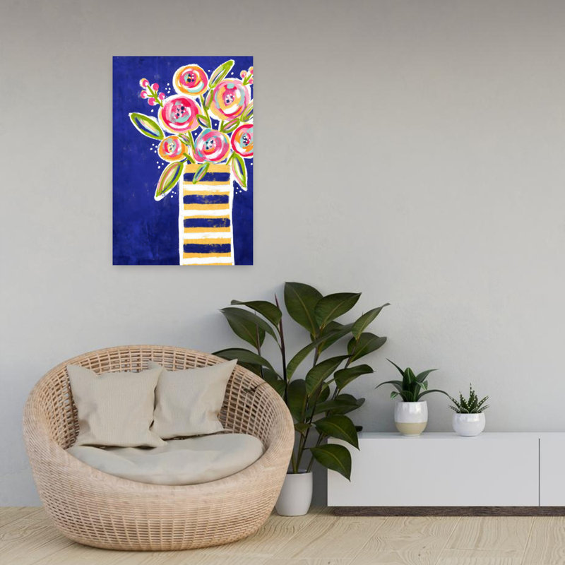 Art mural abstrait rayé, 24" H x 16" W