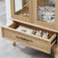 Vitrine lumineuse en verre avec tablettes réglables - 2 portes, 1 tiroir, lumières DEL, finition chêne clair élégant