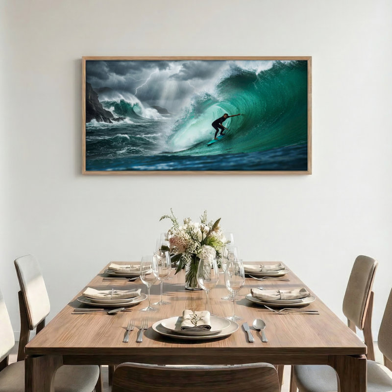 Tableau encadré sur toile « Vague de surf » (1 pièce), 122 x 61 cm, 48 x 24 pouces
