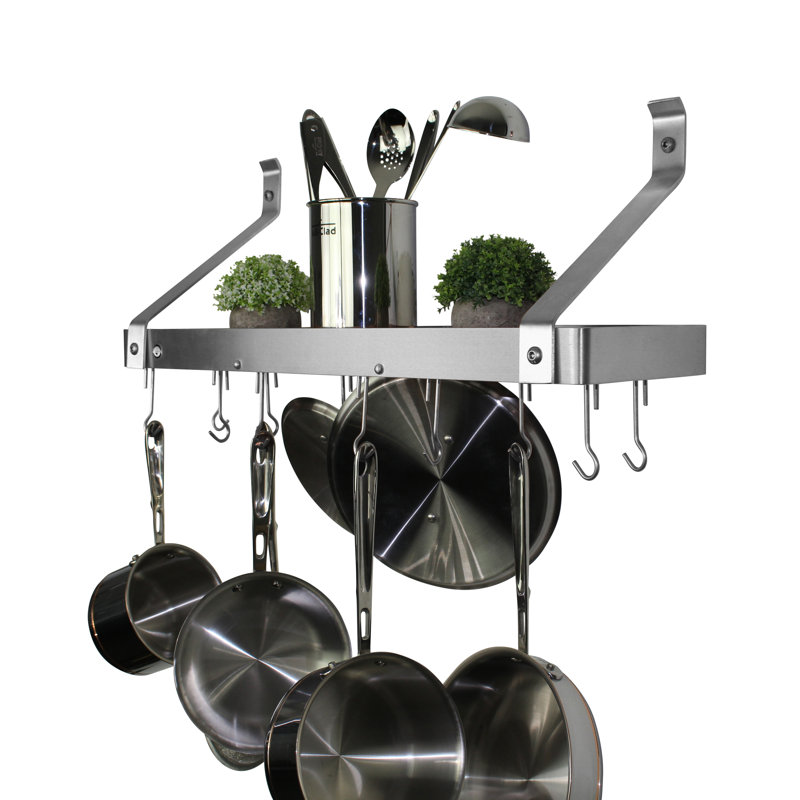 Handcrafted Gourmet Stainless Steel Wall Mounted Pot Rack