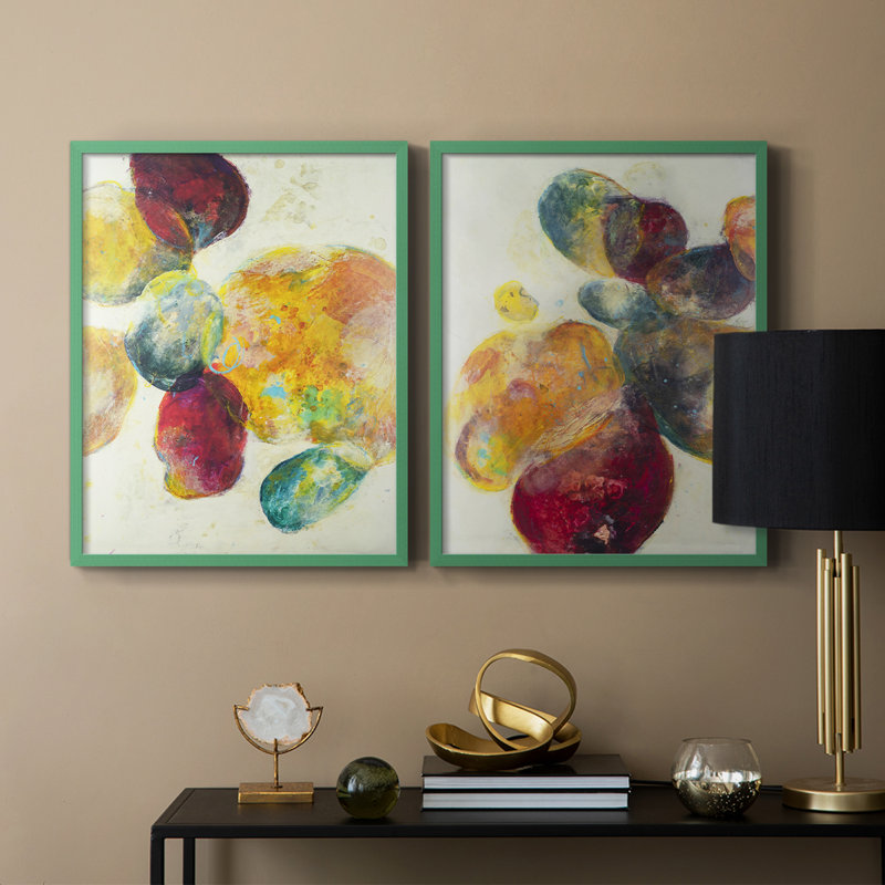«Earthy Fragments I», reproduction encadrée de qualité supérieure - prête à être accrochée - aucun clou requis - aucun clou requis