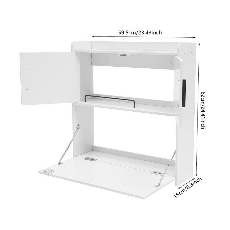 Wall-Mounted Folding Table Cabinet, White