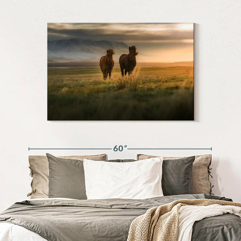 Brampt se promenant à cheval en Islande, H 32 po x l 48 po