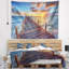 Tapisserie de pilier de soleil sur mer avec accessoires suspendus en polyester magnifique-28489965
