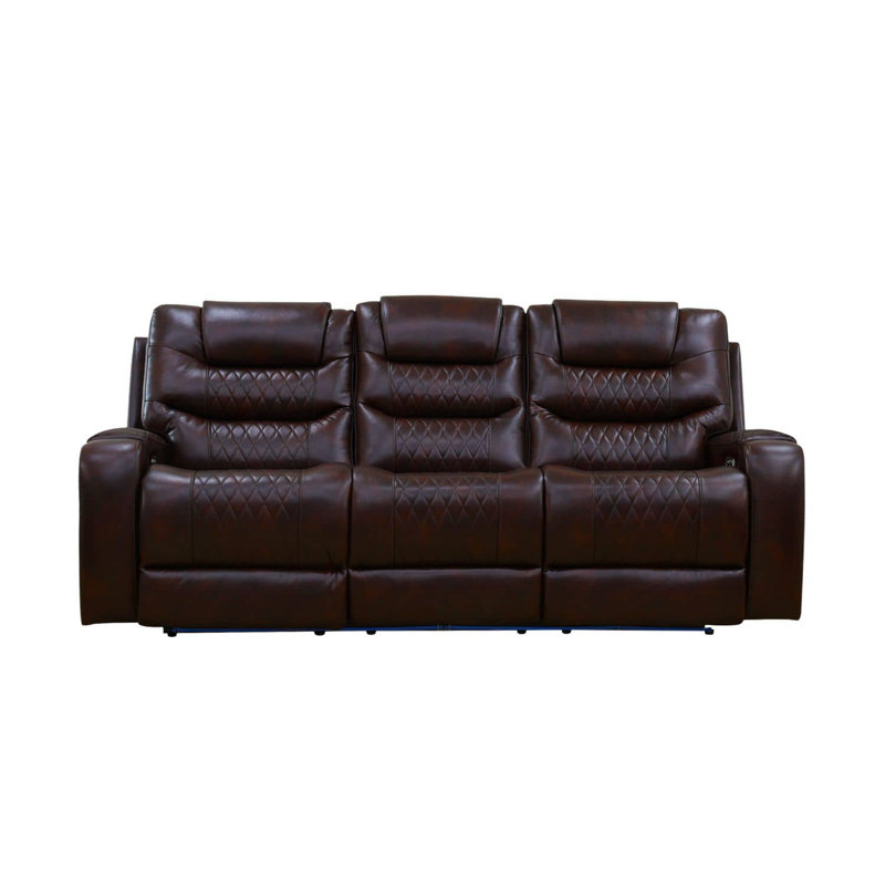 Canapé inclinable en cuir respirant brun foncé 85,5 po