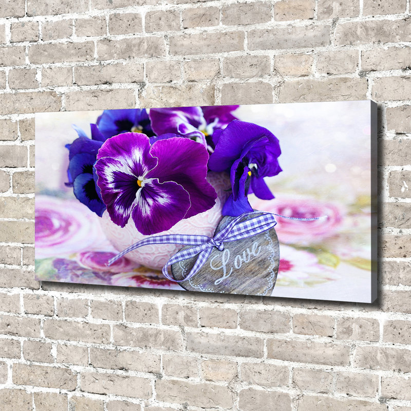 Violet Pansies - No Frame Print, Canvas, 70cm H x 140cm W