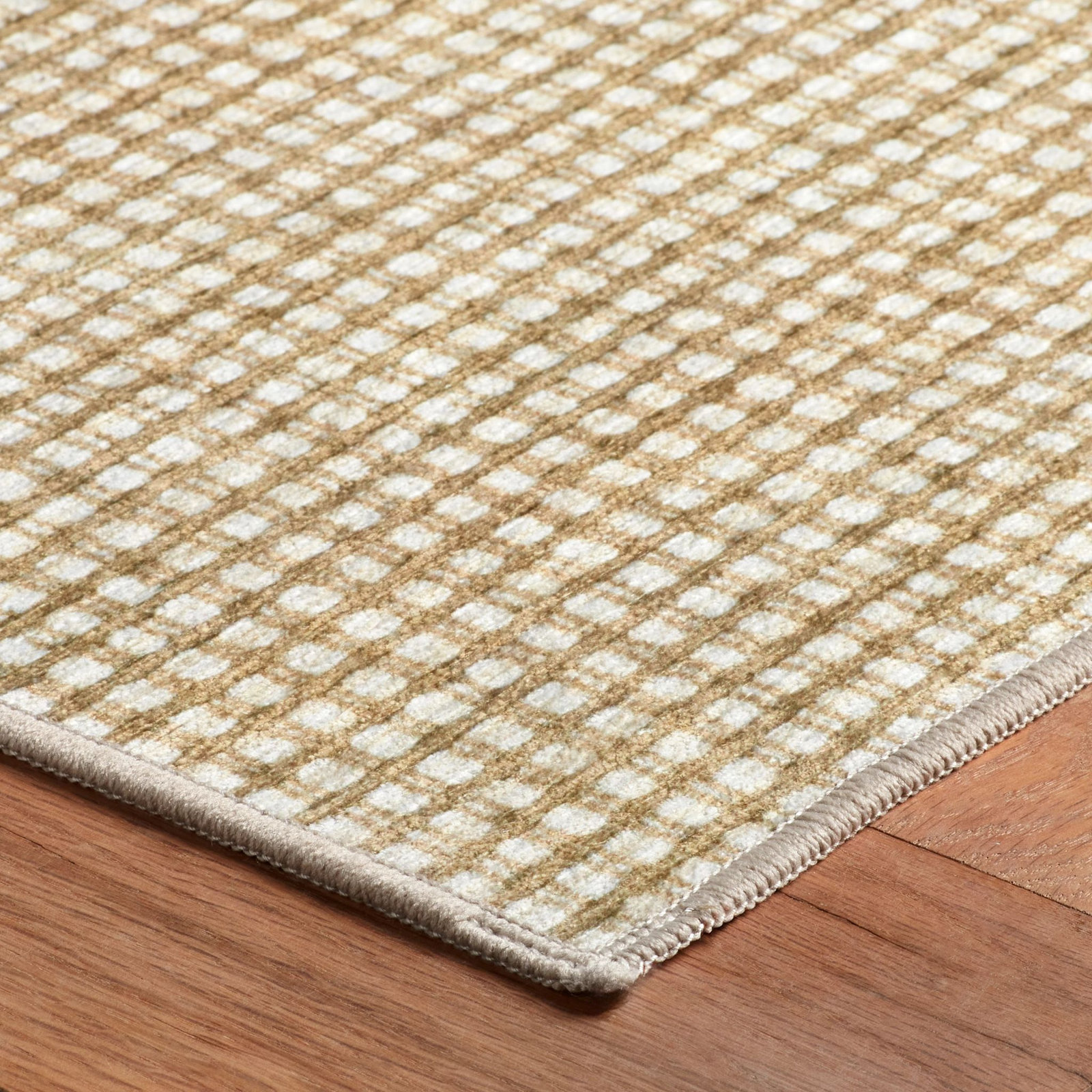 Hartley Natural Machine Washable Plaid Rug, Rectangle 4' x 6'