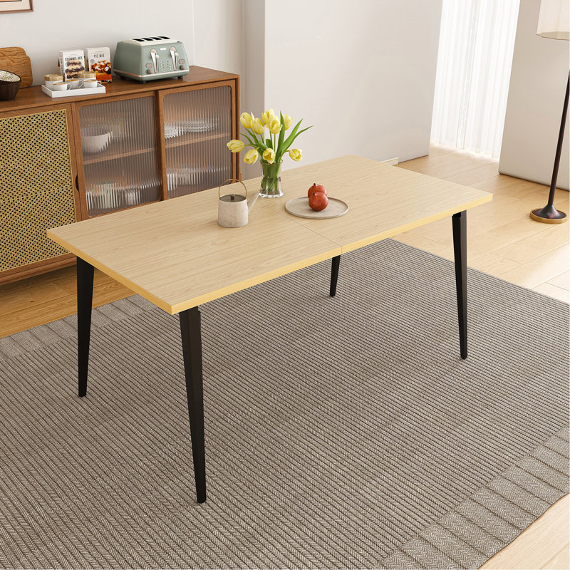 63-Inch Modern Dining Table, Wooden Tabletop & Rust-Resistant Iron Legs, Rectangular Kitchen Table For 6-8 People, Rustic Industrial Design For Dining Room, Patio(Table Only)