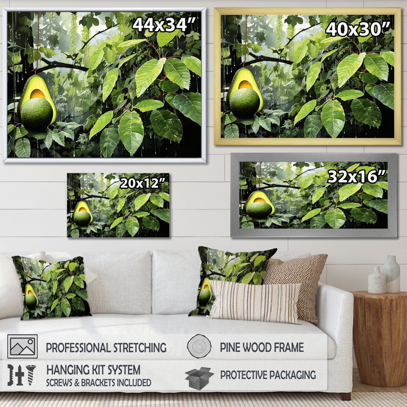 Arbres d'avocat fruits - Art mural fruits, H 16 po x l 32 po x P 1 po