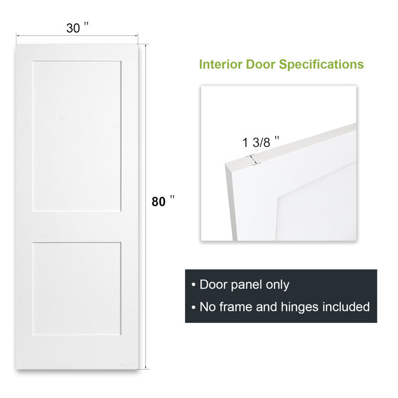 Panneau de porte intérieur peint 80 po. X 80 po + 3/8 po 2 panneaux centraux, 30 po x 80 po