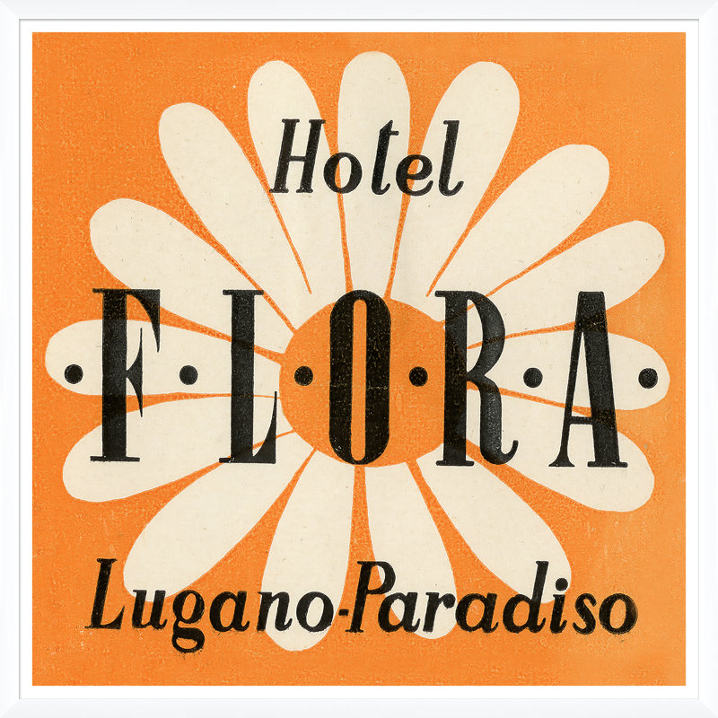 «Hotel Flora» - Cadre photo avec publicité sur papier, Blanc, H 41,75 po x l 41,75 po x P 2,125 po
