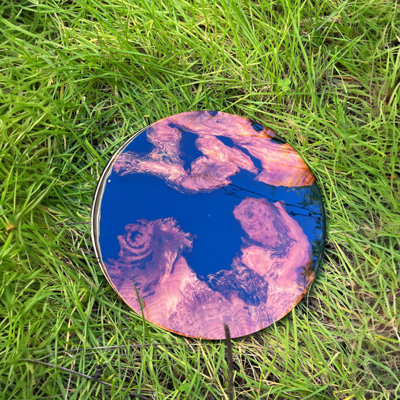 11.5" Round Handcrafted Cedar Wood and Epoxy Resin River Wall Art