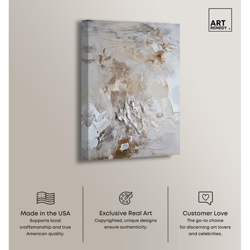 Elegant Gold Abstract Canvas Art, 54" x 36"