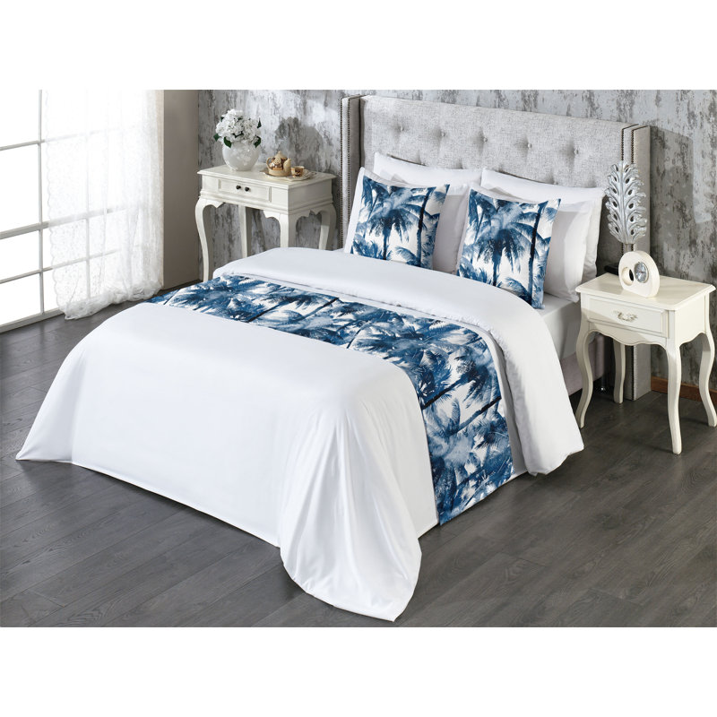 Ensemble de chemin de lit Ambesonne Palm Trees Dreamy Silhouettes Woods, Grand lit