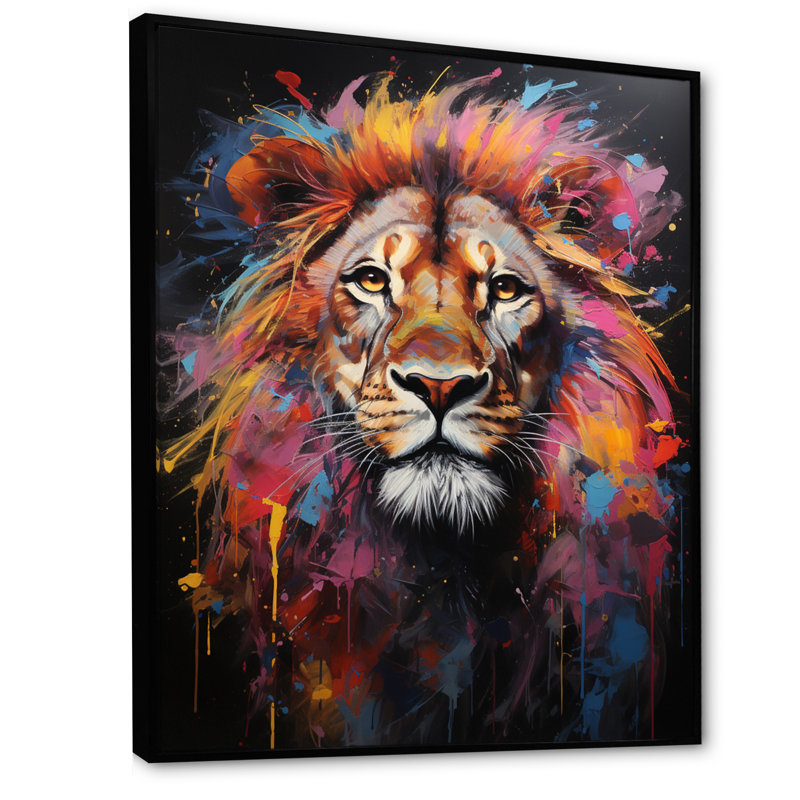 Lion Urban Wild Urban II sur toile, H 20 po x l 12 po x P 1 po, Cadre flottant noir