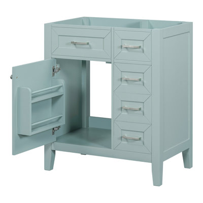 Base de meuble-lavabo de 30 po. Armoire moderne avec tiroirs et tablette de porte. Bois massif. Intérieur spacieux. Assemblage requis sans évier. Tiroirs de base. Teinture élégante.