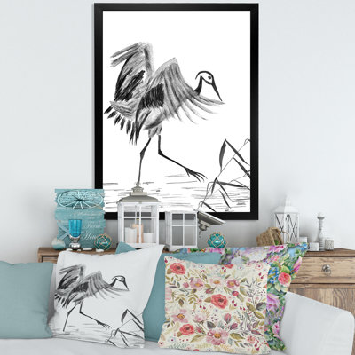 Grue japonaise japonaise, peinture sur toile encadrée