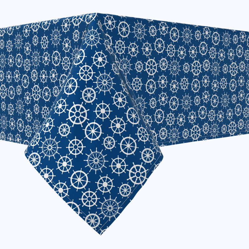 Rectangular Tablecloth, 100% Cotton, 52X104", Boat Wheels, 120" L x 52" W