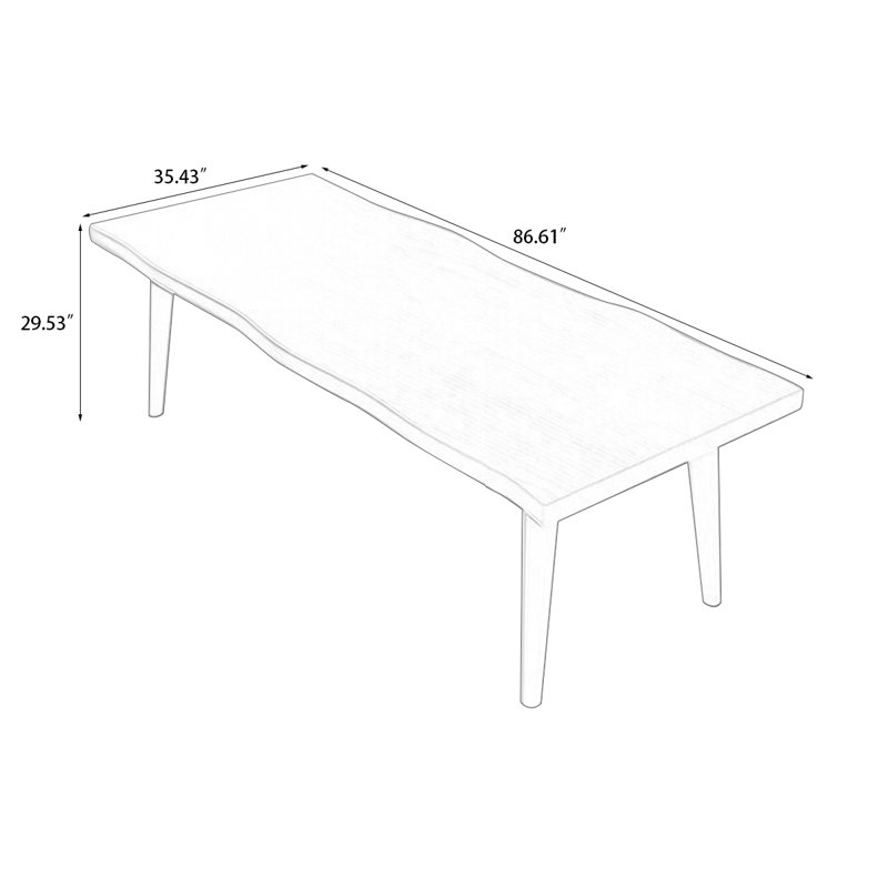 Tan Rectangular Solid Wood Butterfly Leaf Dining Table, 29.53"H x 86.61"L x 35.43"W