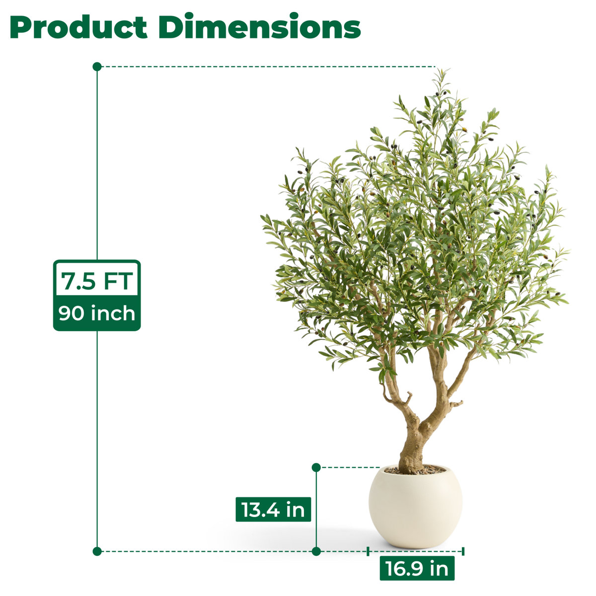 Primrue 7.5 Feet Artificial Olive Trees, Indoor Tall Faux Olive Tree ...