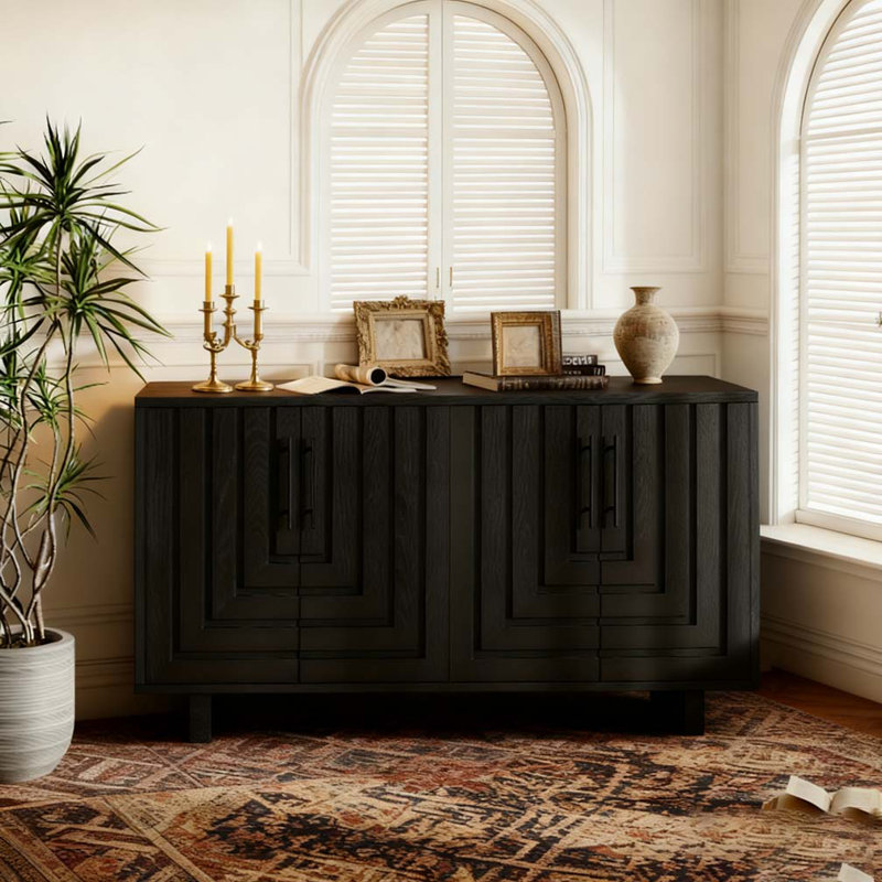 armoire de rangement avec 4 portes, Noir
