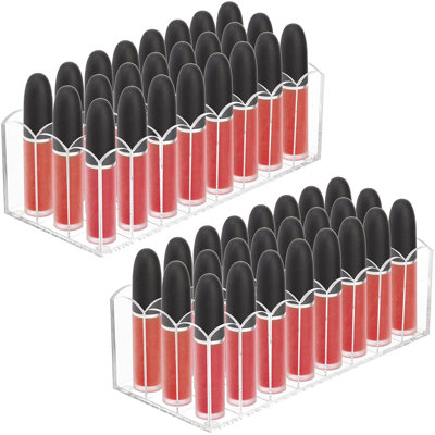 2 Pack Lip Gloss Holder Organizer, 24 Spaces Acrylic Lip Gloss & Makeup Holder, Lipgloss Display Case for Tall Products