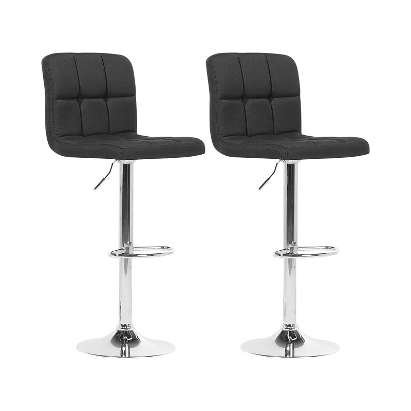 Seamus Swivel Upholstered Adjustable Height Bar Stool, Black
