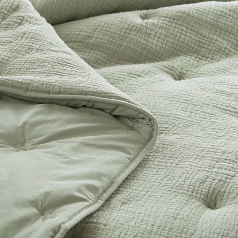 Ensemble de literie en coton de qualité supérieure, courtepointe brodée sauge pour la maison
