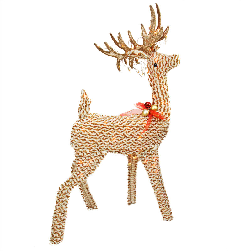 Décoration de Noël d'extérieur rayé brun et blanc 48,5 po