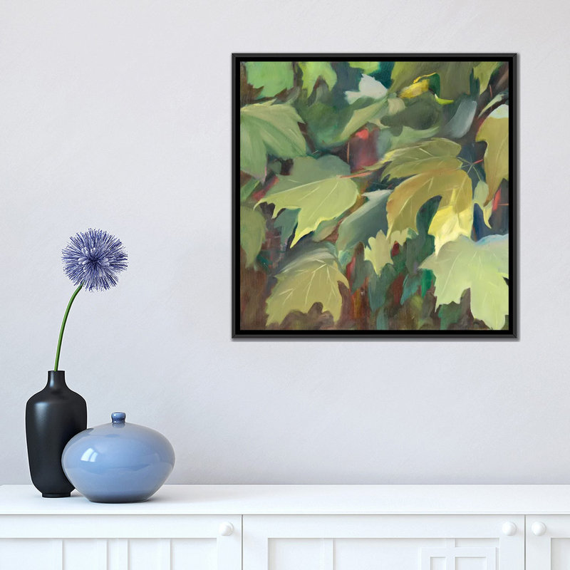 « leaf array i », impression sur toile, H 18 po x l 18 po x P 1,5 po, Toile avec cadre noir, Pas de tapis