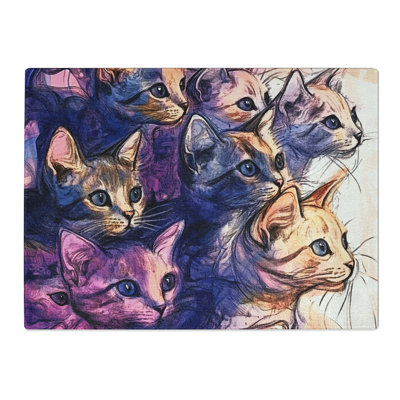 Cats  Glass Chopping Board