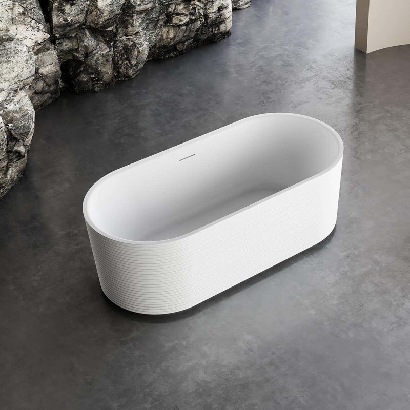 Baignoire de trempage en acrylique autoportante L 60 po x l 30 po, Laiton brossé