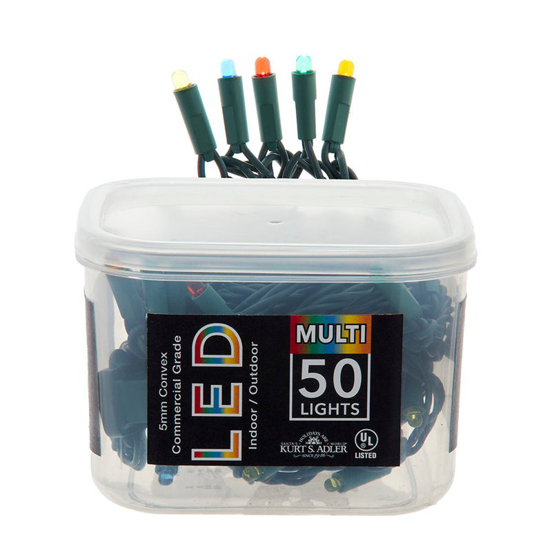 Ensemble de lumières filaires vertes multicolores à DEL 5,5 mm Kurt Adler festive 25,5 pieds UL.
