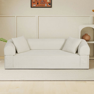 Canapé-lit pliant de 83 po Boneless, canapé de plancher, canapé-lit convertible, canapé-lit de plancher pliable pour salon, chambre d'amis, chambre à coucher, sans assemblage, beige