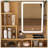 Compact Vanity Table with LED-Illuminated Mirror, Power Outlet, Hairdryer Holder, and Stool for Small Bedrooms-129911233