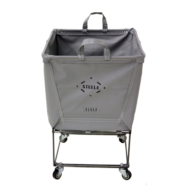 Rolling Laundry Basket with Handles, Grey Vinyl, 0