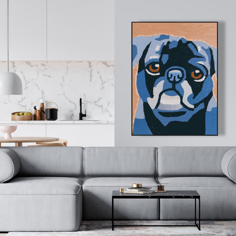 Flash the pug - Retro Black Framed Canvas for Home Decor