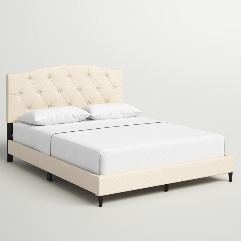 Lit plateforme tapissier Arndt, Beige, Grand
