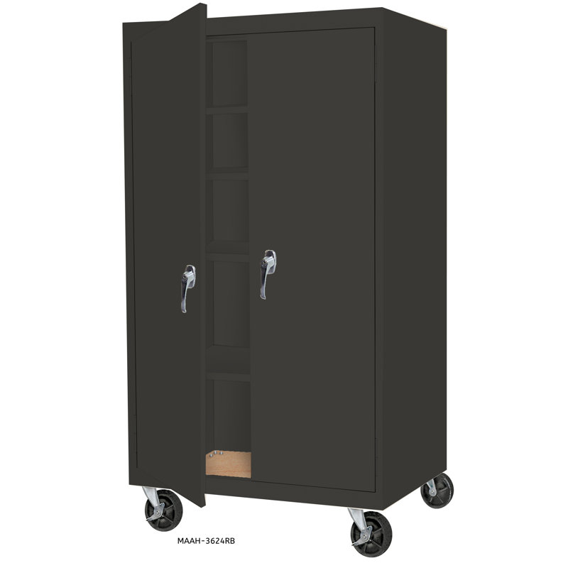 Armoire de rangement soudée mobile H 72 po x l 36 po x P 24 po, 66" H x 36" W x 24" D, Gris anthracite