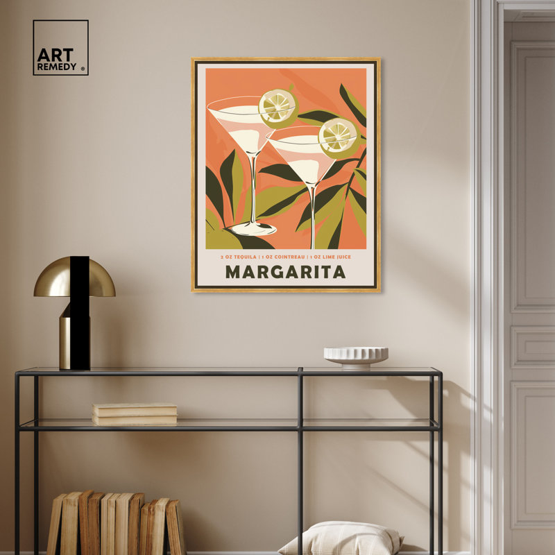 «Margarita», affiche d'art mural rétro Summer Drinks par Art Remedy, Gold Framed, H 25 po x l 21 po