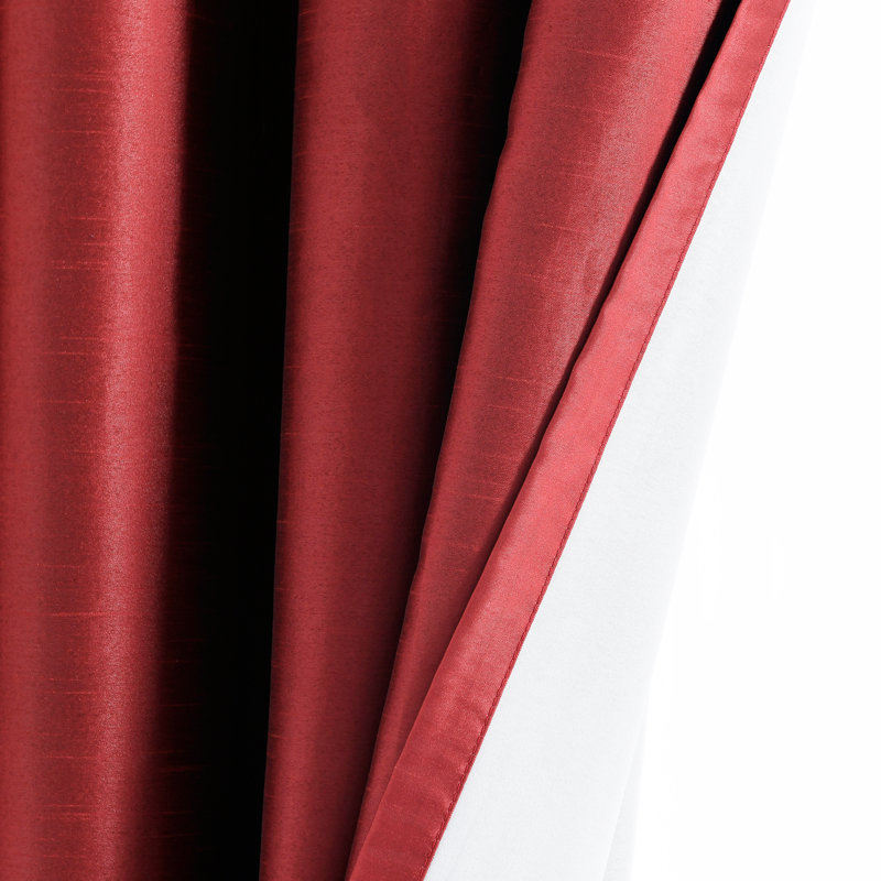 Red Faux Silk Blackout Grommet Window Panel