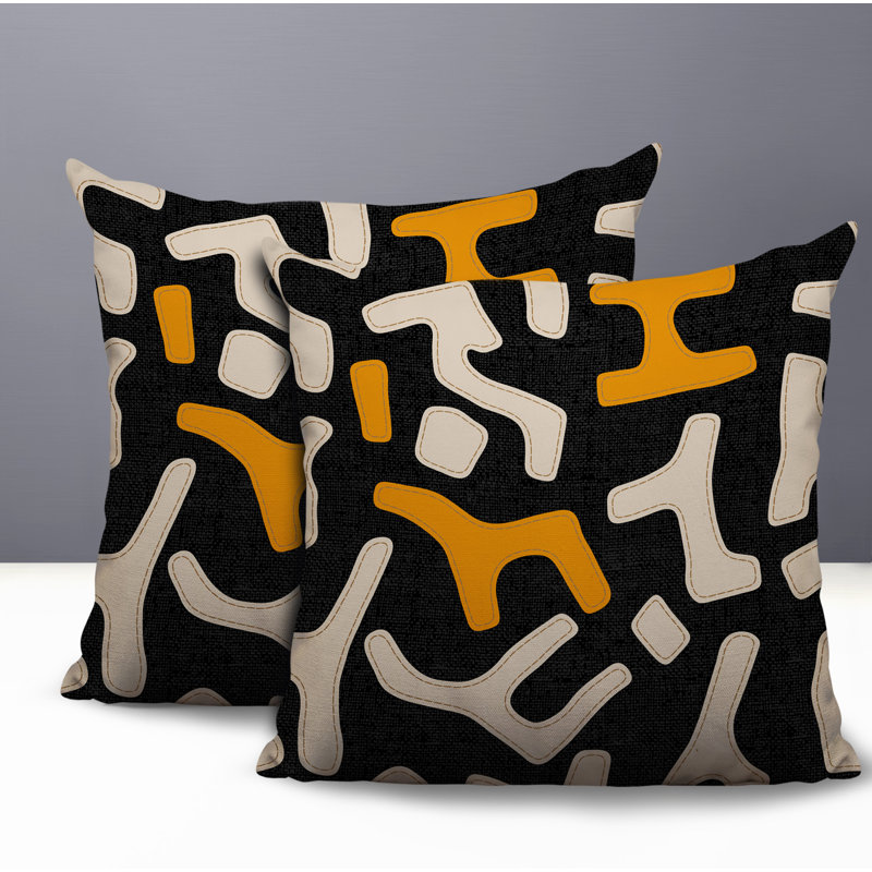Coussin intérieur / extérieur 2 ensembles Mai, Orange, 16 x 16