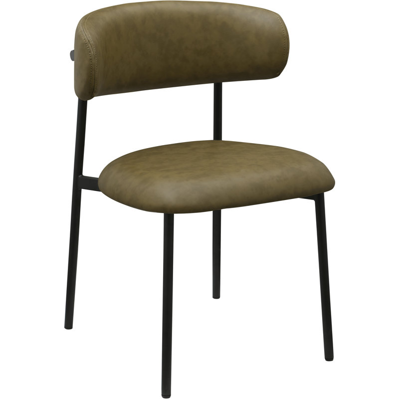 Lupita Upholstered Back Side Chair Dining Chair, Matte Black, Olive Vegan Leather