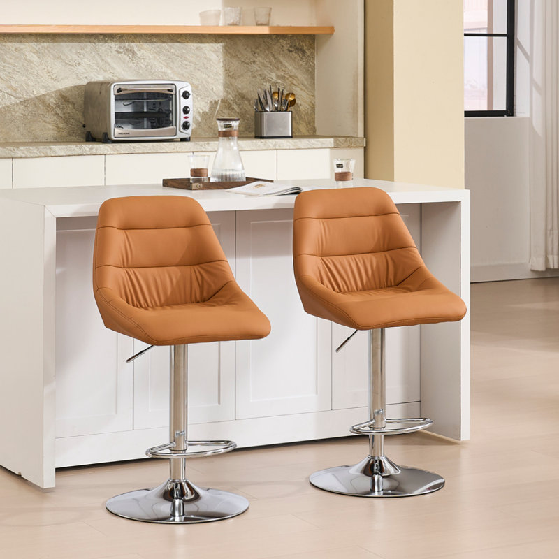 Ensemble de 2 tabourets de bar pivotants réglables avec repose-pieds chromé et velours facile à nettoyer, idéal pour les bars et les cuisines modernes